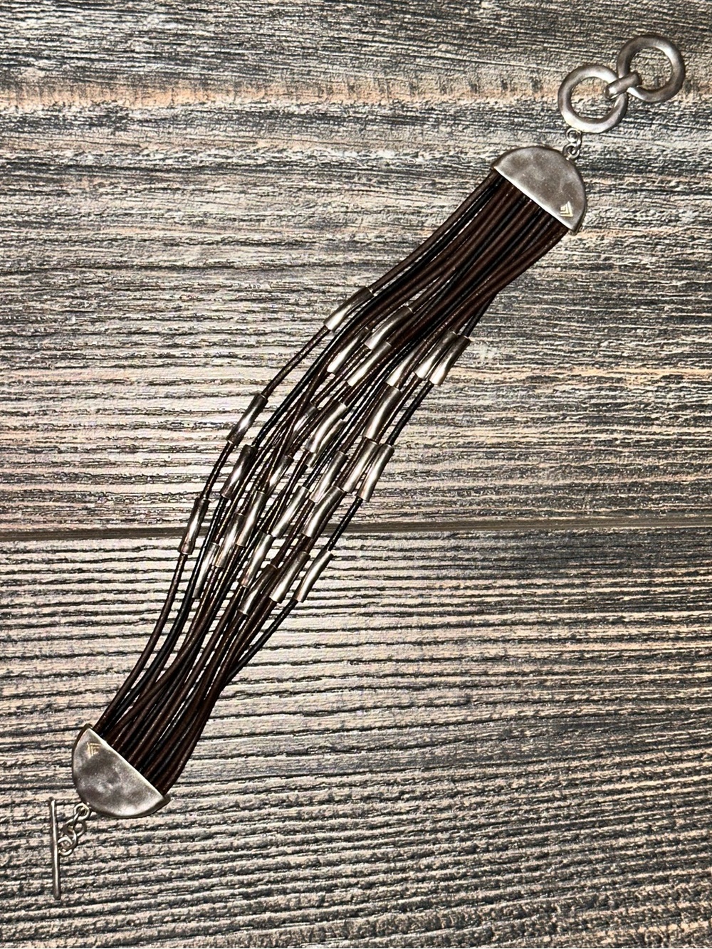 Sterling Silver “Silpada” (Speed Of Light) Multi-strand Leather Bracelet RETIRED